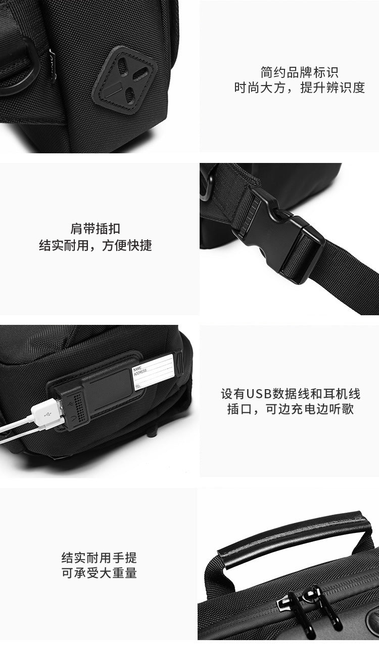 ozuko Multifunctional Waist Bag Men's Anti-Theft Chest Bag Large Capacity Trendy Crossbody Bag Sports Outdoor Shoulder Bag