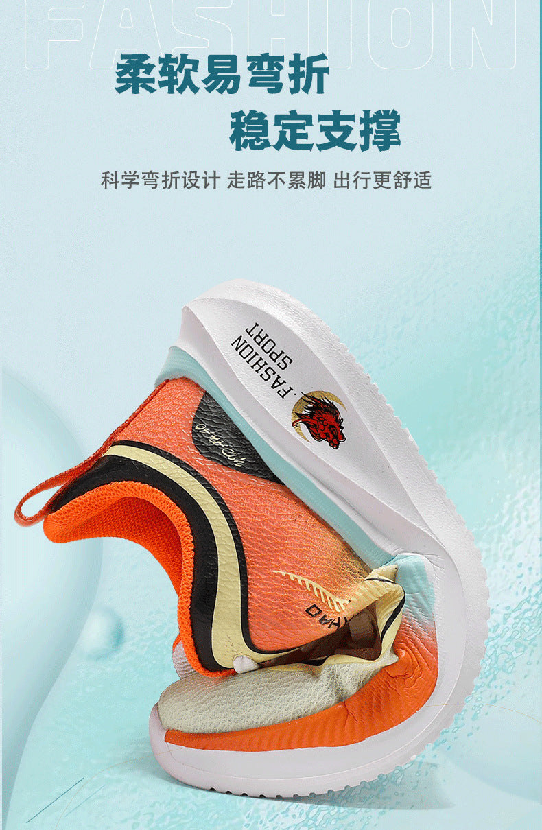 Children's Running Shoes Spring Summer Boys and Girls Shoes Flyknit Lightweight Breathable Elementary School Students Racing Sports Shoes for Young Children