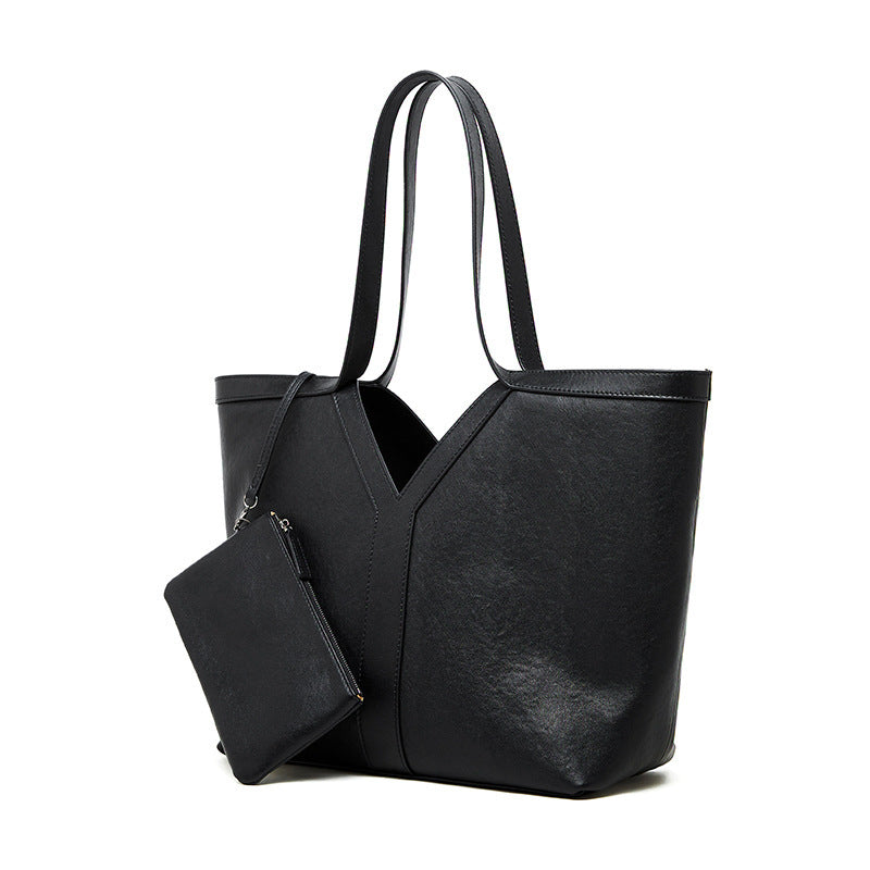 Minimalist Korean Style Tote Bag Shoulder Bag Versatile Large Capacity Women's Bag Underarm Bag Light Luxury Fashion Handbag Cowhide