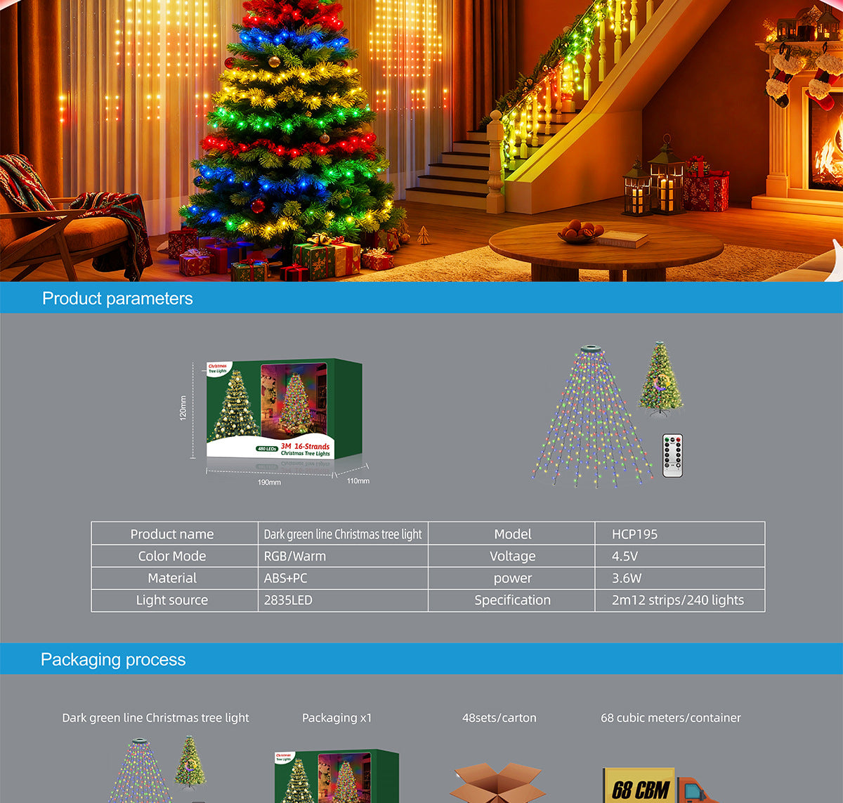 Christmas Tree Lights Christmas Garden Decoration Lights RGB Lighting Linear Light Waterfall Tree Clothing Hanging Tree Light LED New Product