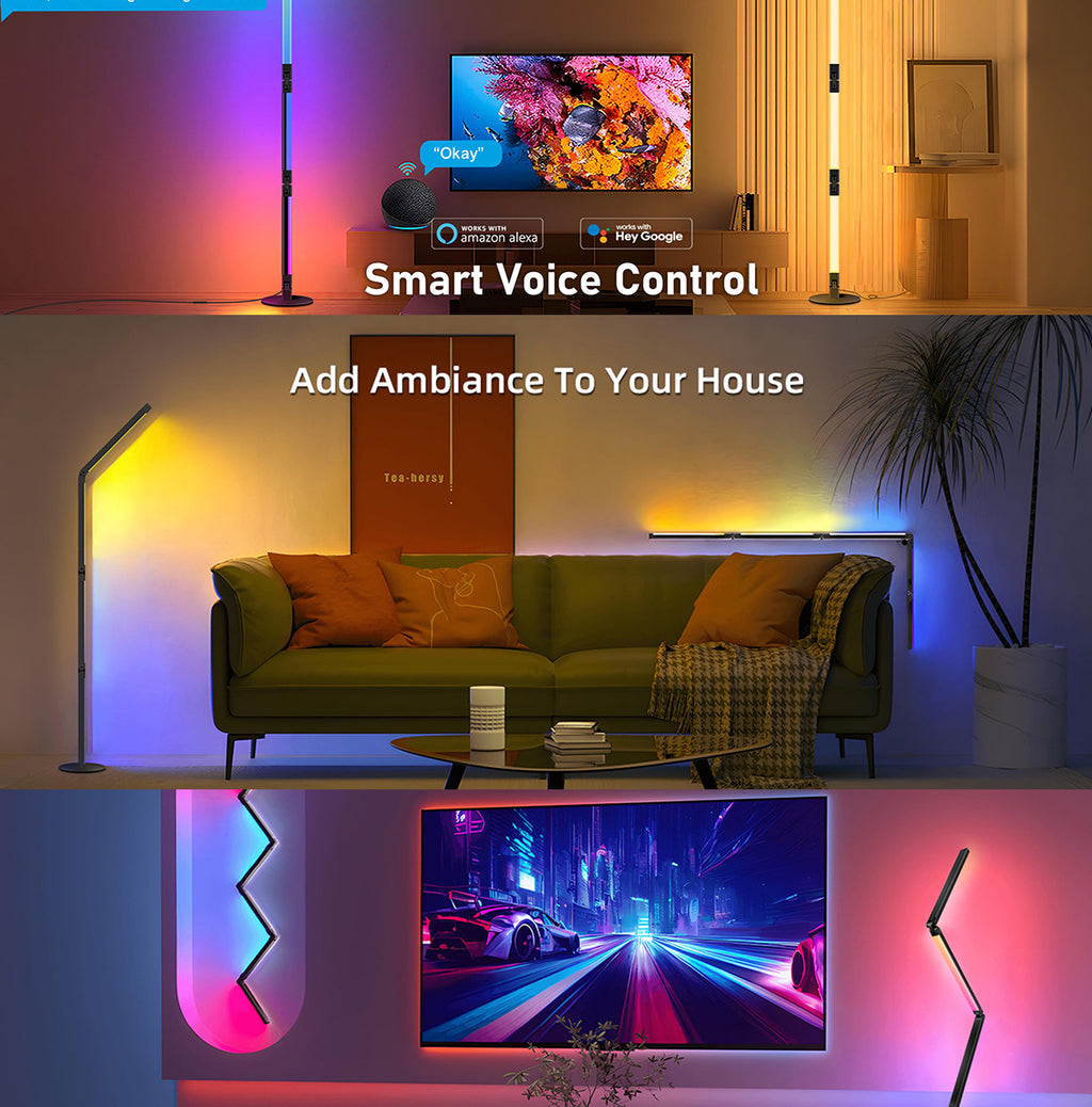 Bluetooth Floor Lamp led Floor Lamp RGBCW Atmosphere Light Symphony Floor Lamp Gaming Atmosphere Light Foldable Model