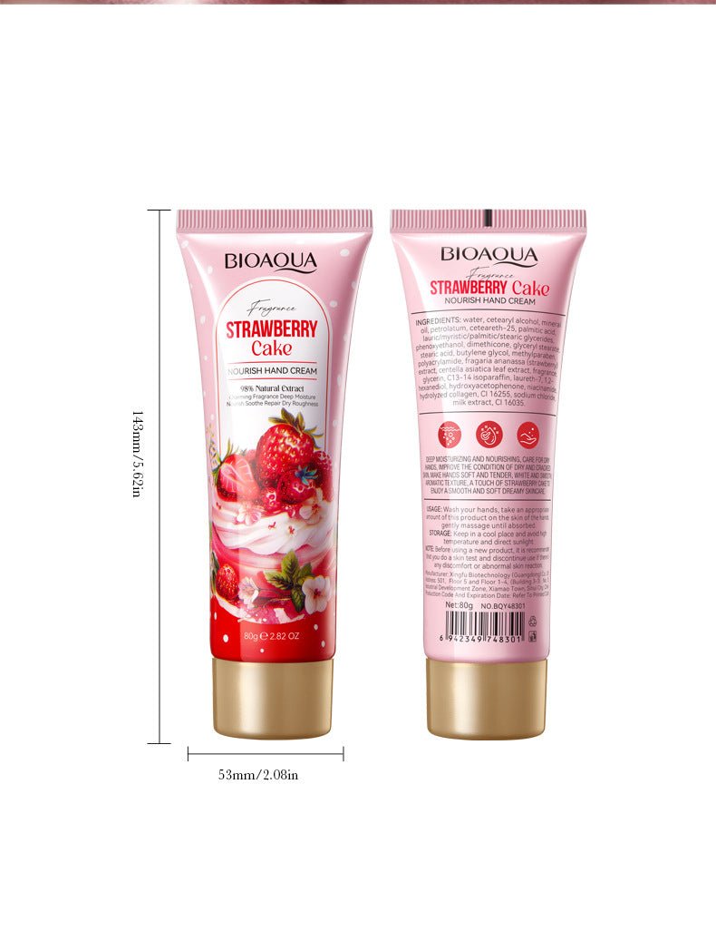 Strawberry Cake Nourishing Hand Cream BIOAOUA Autumn and winter moisturizing hand cream  foreign trade wholesale