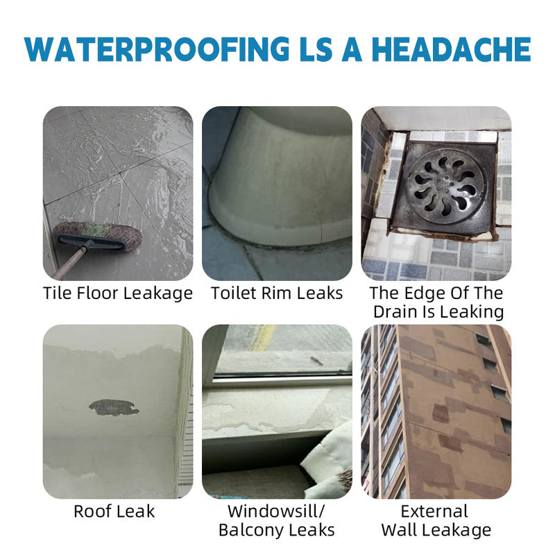 Transparent Waterproof Adhesive Bathroom Tile Leak Sealant Waterproof Coating for No-Trowel Installation Exterior Wall Leak Repair Coating