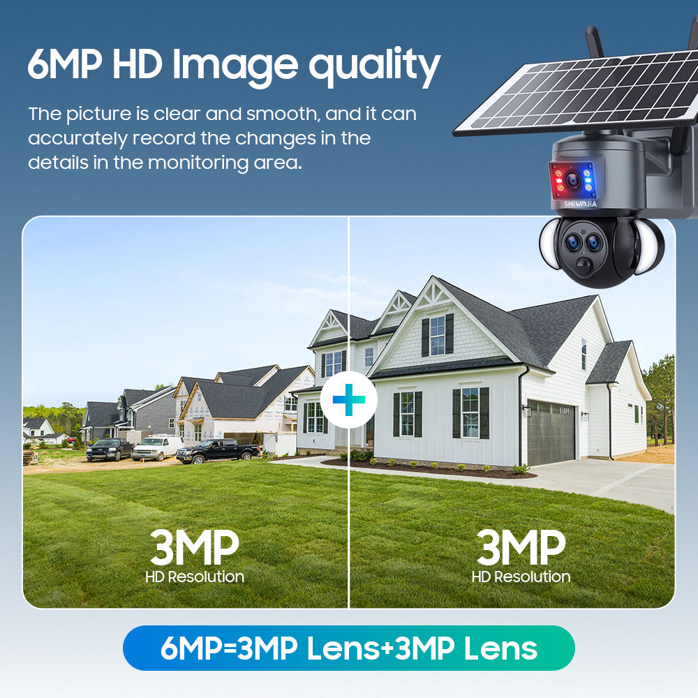 Courtyard Corridor Three Eyes15Zoom4G Wireless Solar Camera6MP High Definition Full Color Night Vision Camera