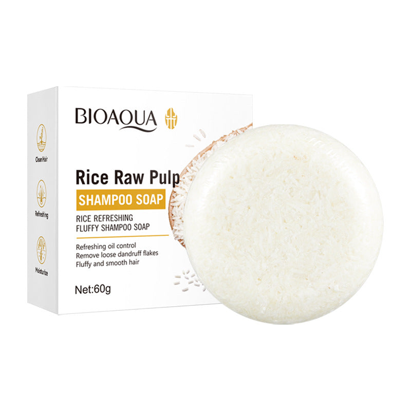 Cross-border Rice Puree Shampoo Soap60g Refreshing and Voluminous Deep Clean Shampoo Wholesale from Foreign Trade Manufacturer