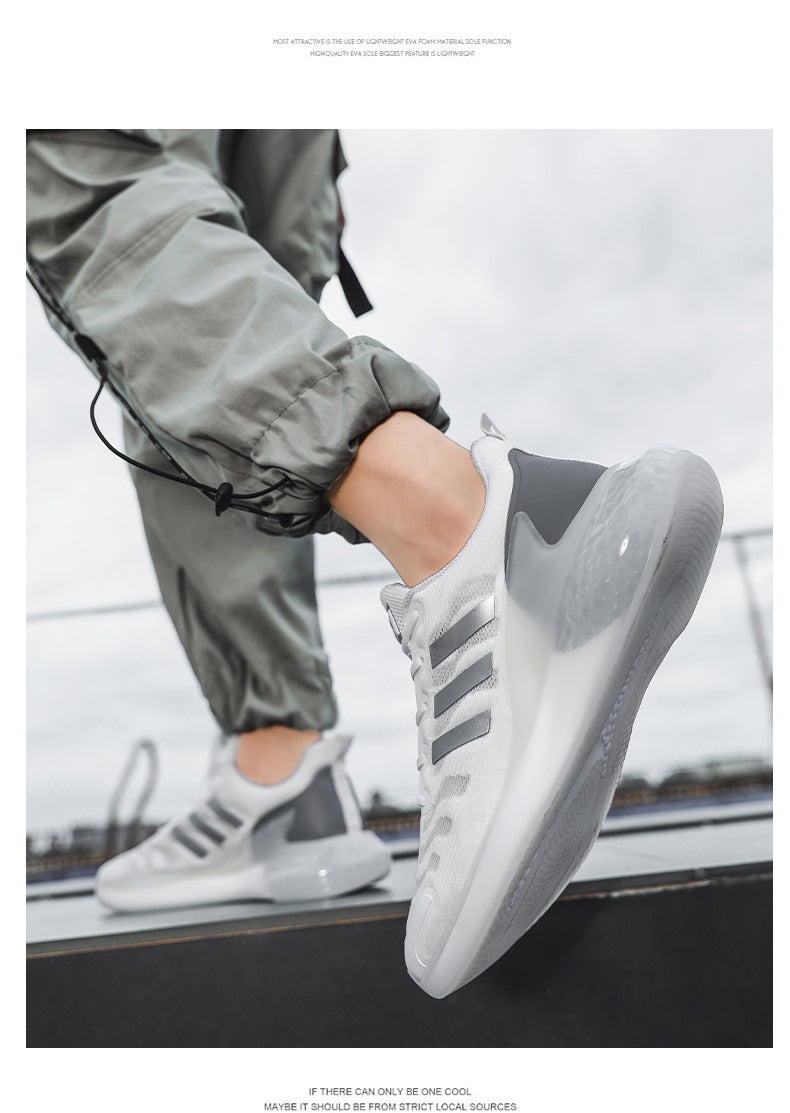 New Outdoor Running Shoes for Men, Soft Sole, Shock Absorption, Real Popcorn Casual Shoes, Breathable Ice Silk Mesh Sports Shoes
