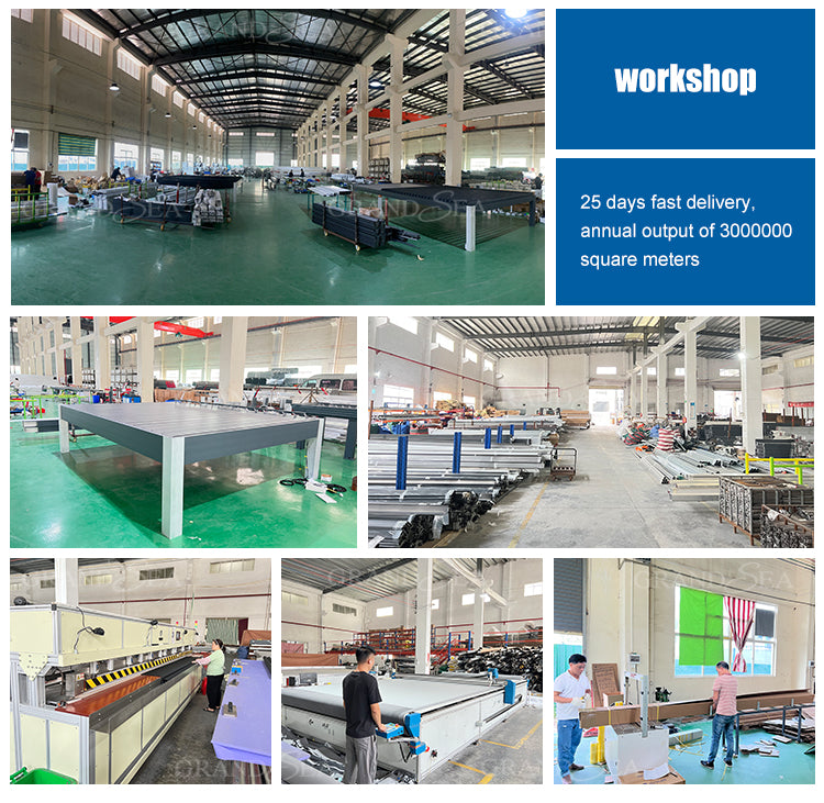 Outdoor Garden Motorized Louvered Roof System Bioclimatic Pergola Outdoor Aluminum Pergola With Sliding Glass Door and Louvered