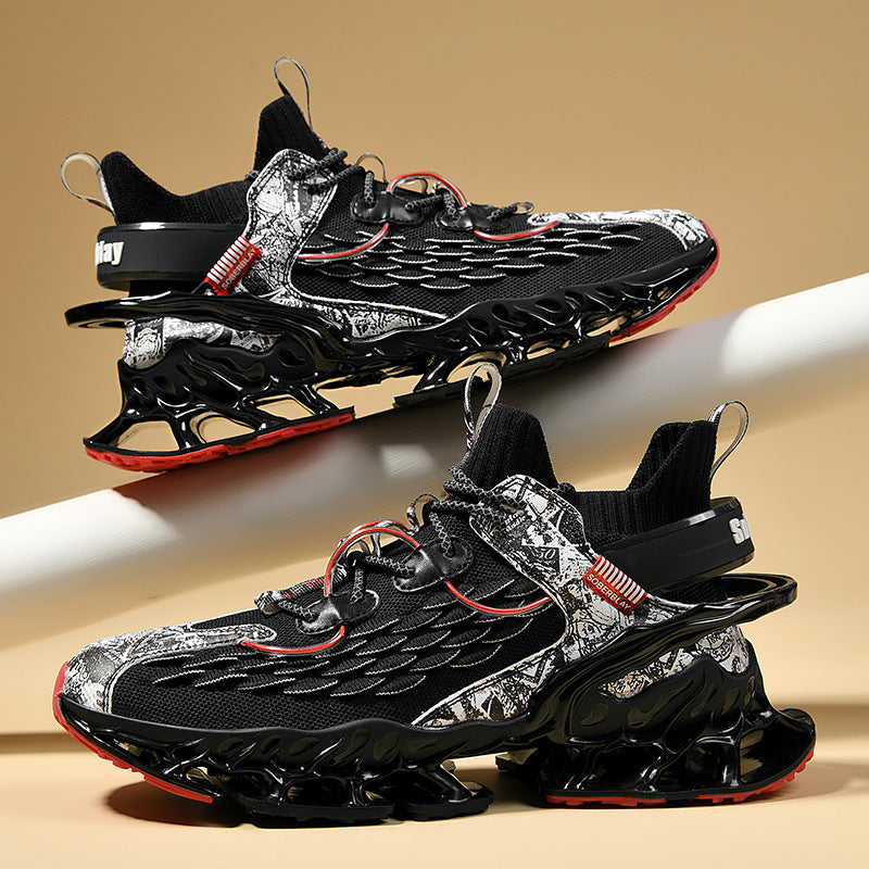 Chinese Style Men's Shoes Spring and Autumn Running Shoes Basketball Sports Shoes Ultra-light Shock-absorbing Breathable Running Blade Shoes Chinese Style Design