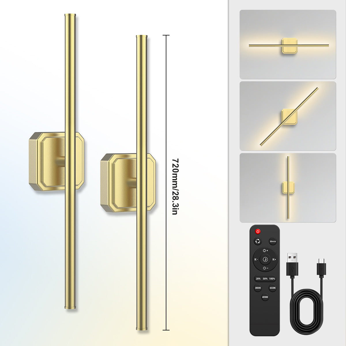 Rechargeable Two-tone Wall Lamp Indoor Wall Lamp Bedroom Bedside Wall Lamp Staircase Wall Lamp No Wiring Wall Lamp Long Strip Wall Lamp