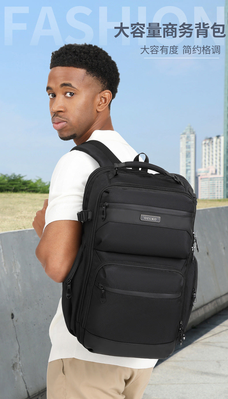 OZUKO Business Backpack Men's Commuting Computer Backpack Waterproof Large Capacity Business Travel Portable Men's Bag