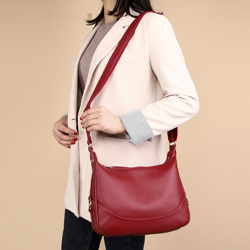 Guangzhou Shiling Genuine Leather Women's Bag for Middle-aged and Elderly Mothers, Multi-pocket Large Capacity Single Shoulder Crossbody Bag Trend