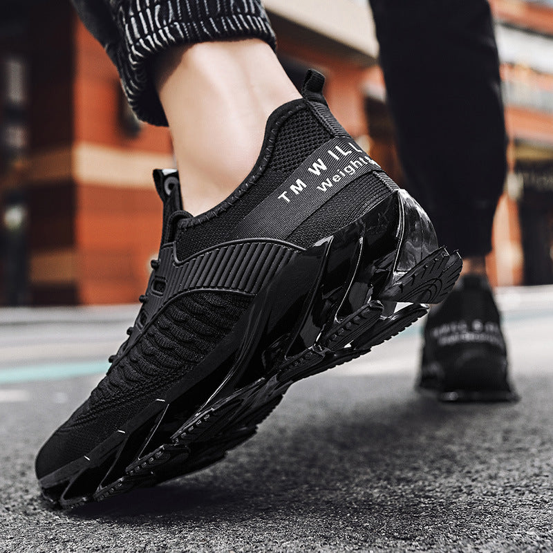2025Summer New Men's Shoes Non-Slip Blade Shoes Men's Running Shoes Breathable Flyknit Mesh Shoes Sports Casual Shoes