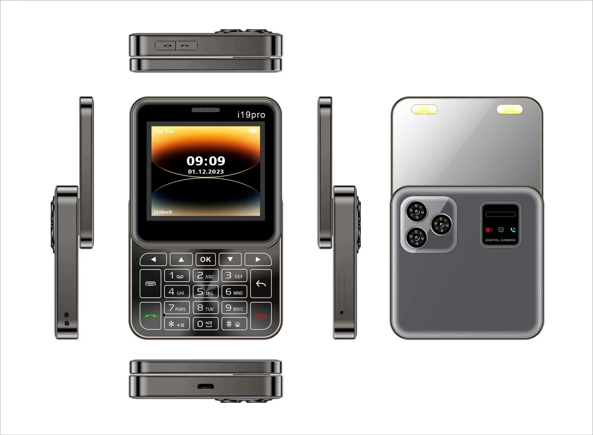 New i19pro Dual SIM Mobile Non-Smartphone,Rotating Phone Buttons for Elderly2G Mobile phone