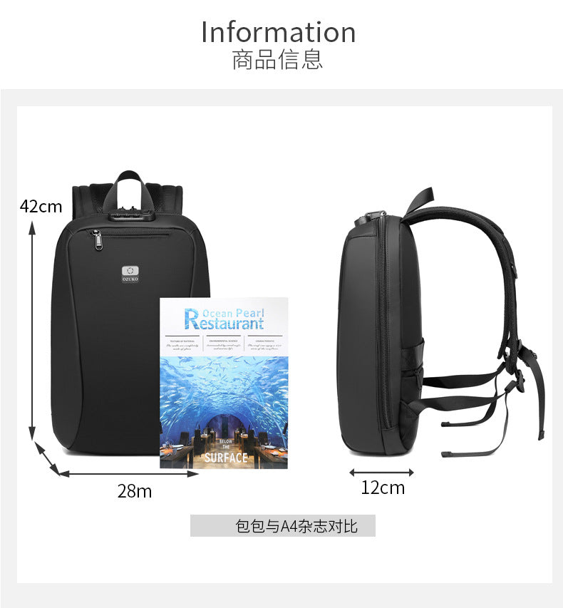ozuko New Business Backpack Commuting Fashion Student School Bag Casual Waterproof Computer Backpack backpack