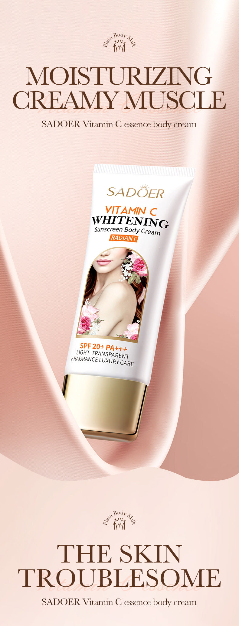 Makeup SADOER Vitamin C Body Cream Sunscreen Whitening Body Lotion  Wholesale