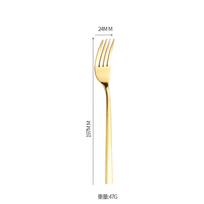 410Stainless Steel Tableware Hotel Restaurant Thickened Square Handle Knife Fork Spoon Set Western Food24Set of Steak Knives and Forks