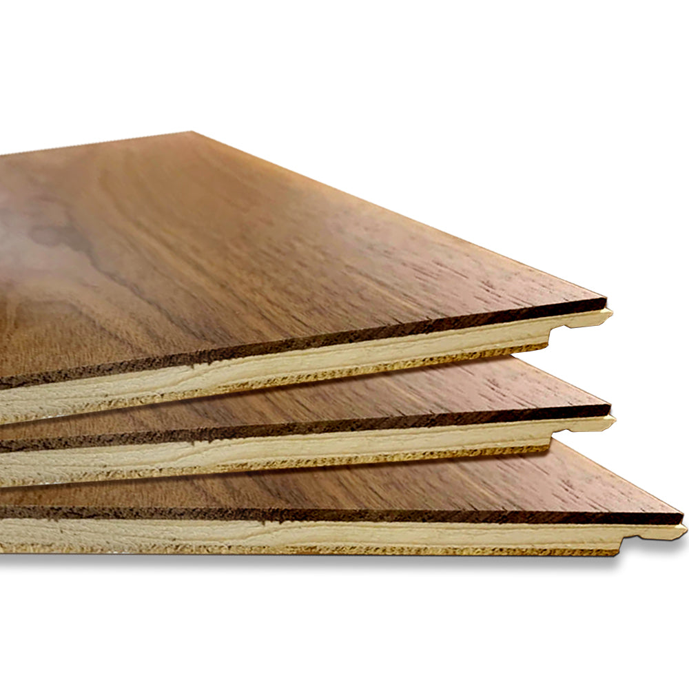 Engineered Walnut Wood Flooring Three-Layer Waterproof Anti-Slip Prefinished Hardwood Floor Smooth Surface Stable Outdoor