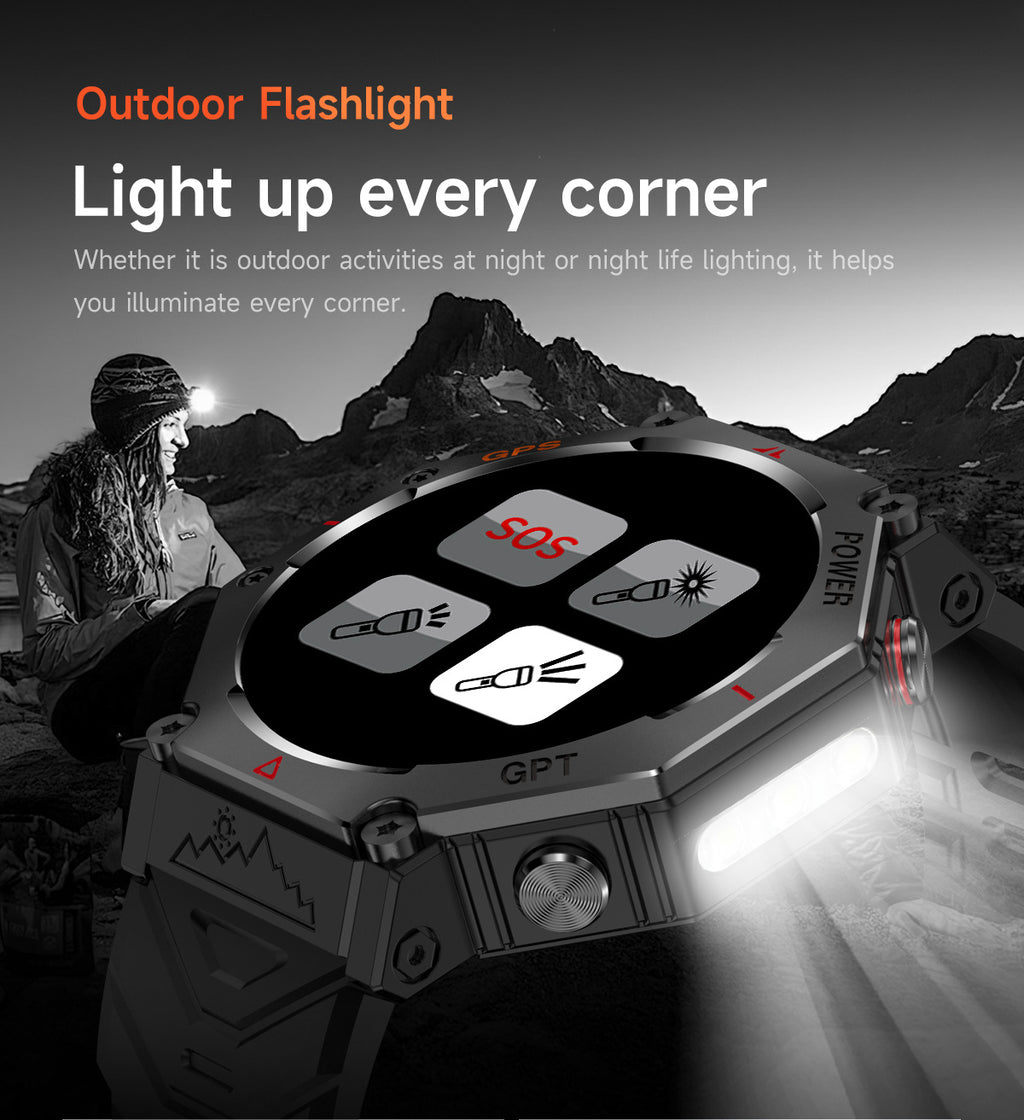 KC91Smart Watch Bluetooth Call Heart Rate Pedometer Sleep3ATM Waterproof GPS Beidou Positioning Sports Three-Proof