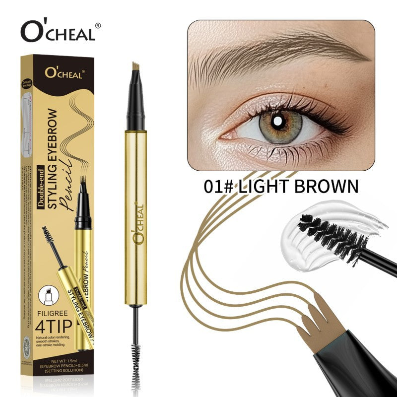 European Beauty Double-Ended Multi-Prong Plush Eyebrow Pencil+Styling Eyebrow Gel with Eyebrow Card Eye Set