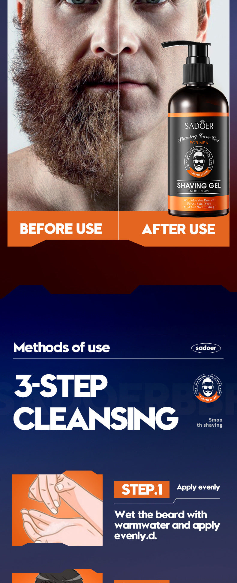 Men's Shaving Gel210ml SADOER Softening Beard  Wholesale