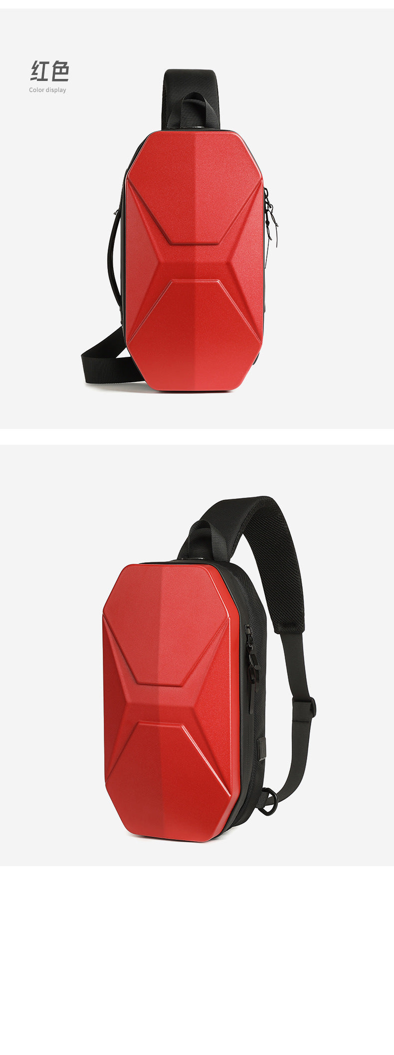 ozuko Functional trendy men's chest bag PC Hard Shell Waterproof Multifunctional Crossbody Bag Shoulder Outing Sports Men's Bag