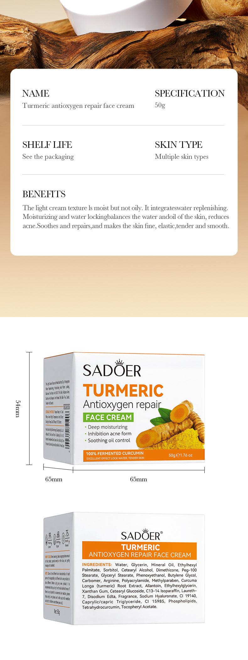 Turmeric Skincare Set SADOER Cleansing, moisturizing, hydrating five-piece set for  foreign trade wholesale