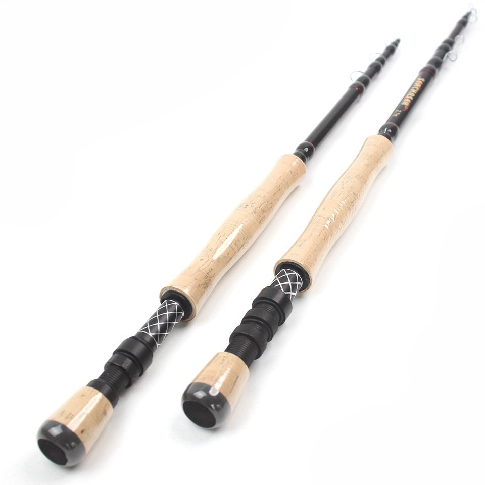 European and American Popular Portable Retractable Fly Rod Carbon Fiber Wooden Handle Fly Fishing Rod Retractable Lure Fishing Rod