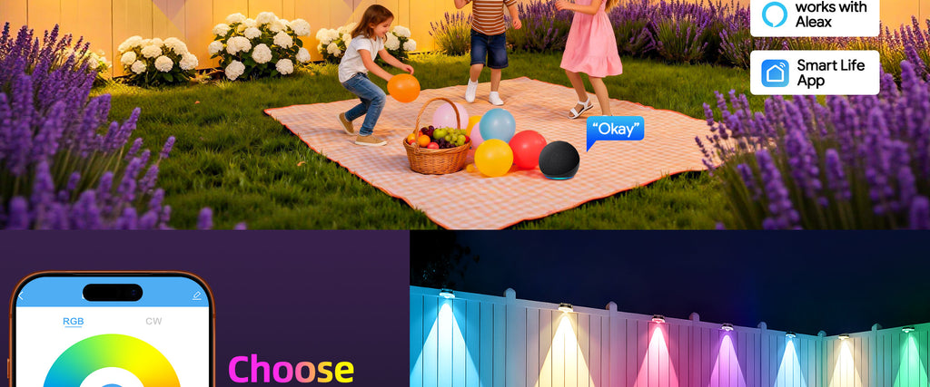 Bluetooth fence light RGBCW Iridescent Fence Light Wall Washer Light Fence Light Garden Light Waterproof Decorative Light