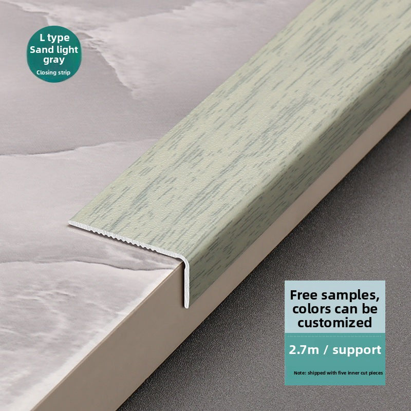 Aluminum alloy wood grain L Edge trim for wooden flooring at right angles7Decorative tile edge trim with embossed pattern for exterior corners