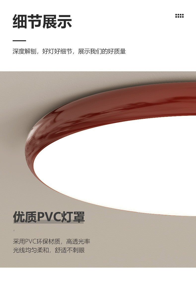 Cream style master bedroom lamp, round Nordic ceiling lamp LED Iron Art Study Lamp Creative Living Room Lamp Home Atmosphere