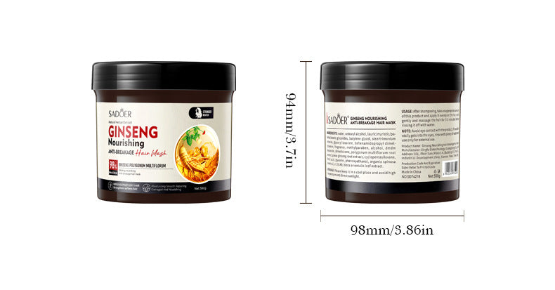 Ginseng and Polygonum Multiflorum Hair Mask SADOER Nourishing Anti-Breakage Smooth Voluminous Hair Mask  Wholesale