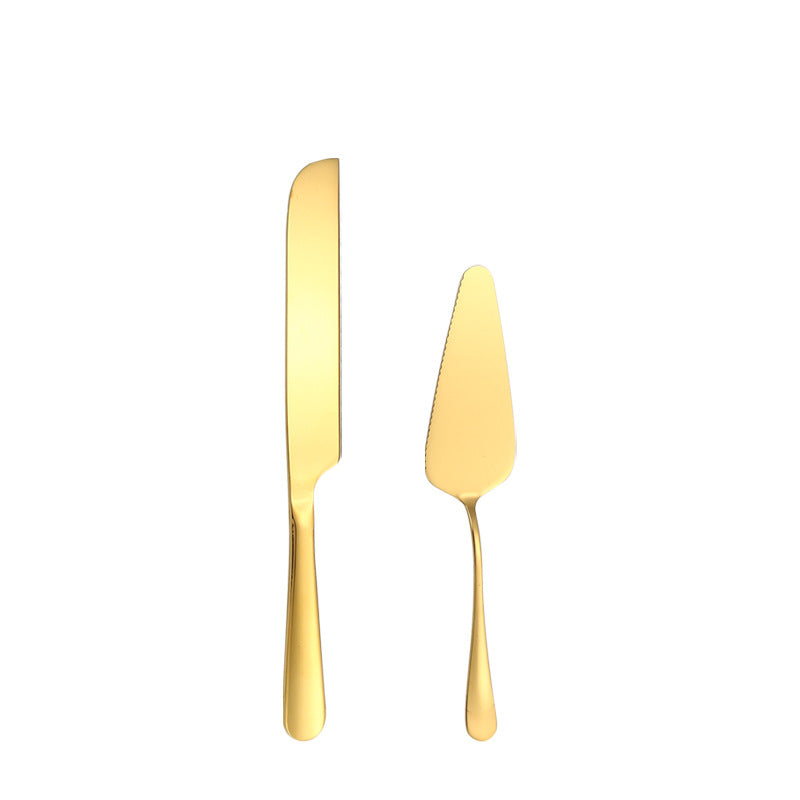 Stainless Steel Cake Knife and Spatula Set for Home Use gold Bread Knife and Spatula Restaurant Pizza Dessert Spatula Baking Utensils