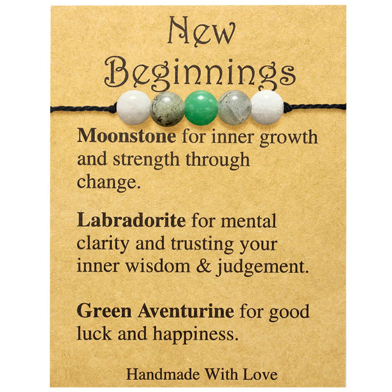 Handmade Knot Braided Bracelet Stone Beaded Tiger Eye Map Stone Couple Gift Stretchable Braided Bracelet