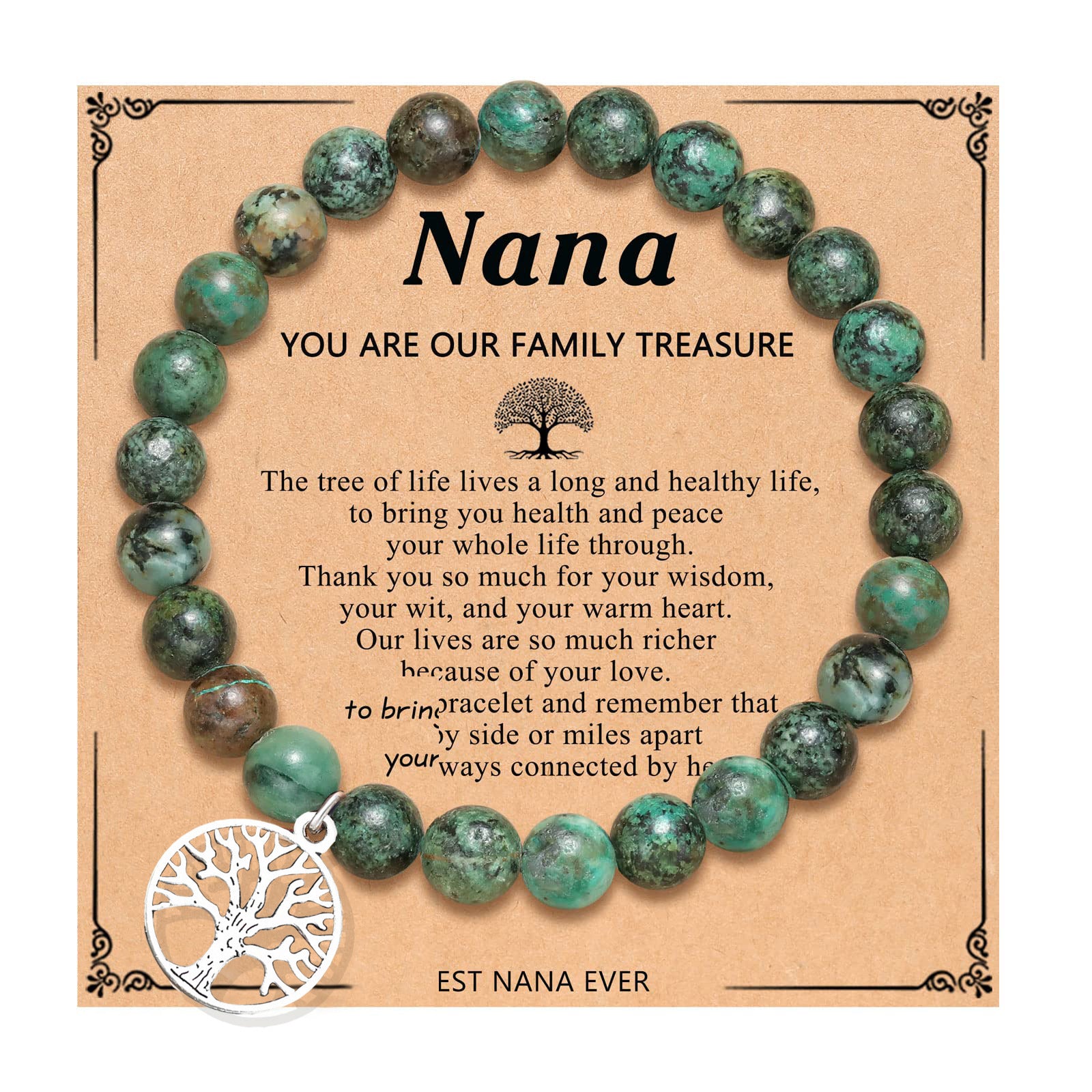 Lucky Tree Pendant Bracelet Natural Stone8mm Beaded Tree of Life Card Women's Lapis Lazuli Purple Agate Bracelet