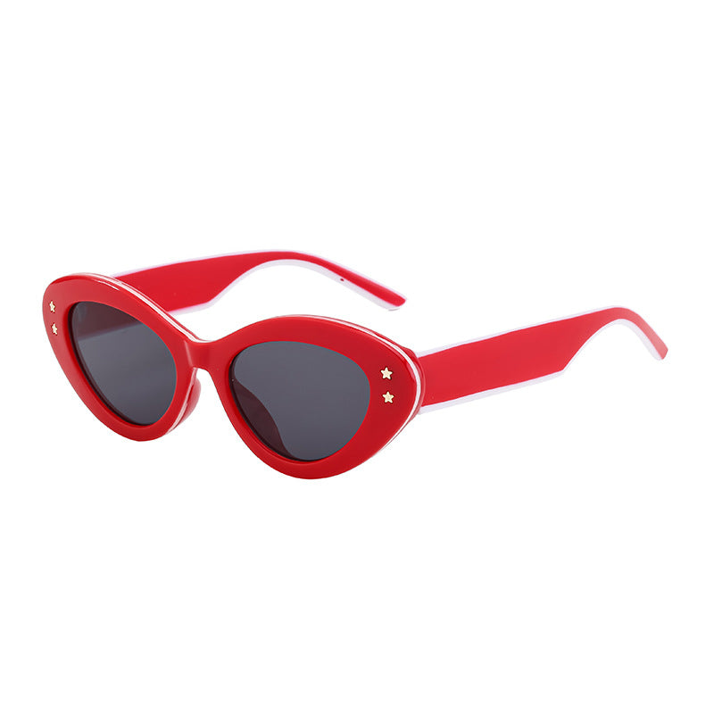 New Wide Mirror Leg Cat Eye Sunglasses for Women, European and American Fashion, High-End Feel Sunglasses sunglasses