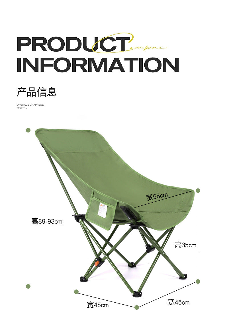 Three-Position Adjustable Moon Chair Reclining Heightened Backrest Outdoor Folding Camping Portable Multi-Functional Chair Camping Chair