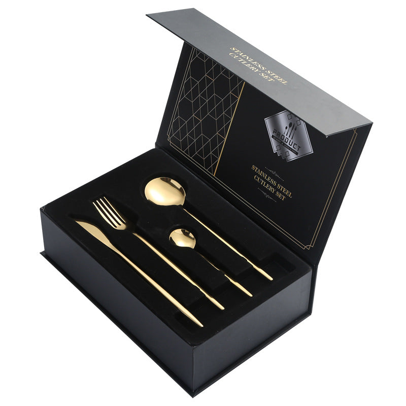 Stainless Steel Cutlery Knife Fork Spoon1010Four-piece Portuguese Western Steak Knife, Fork, and Spoon Set24Piece Suit