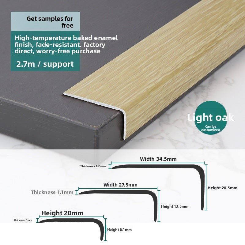 Aluminum alloy wood floor edge trim strip floor finishing strip L Wood grain trim strip7Door threshold trim edge sealing strip