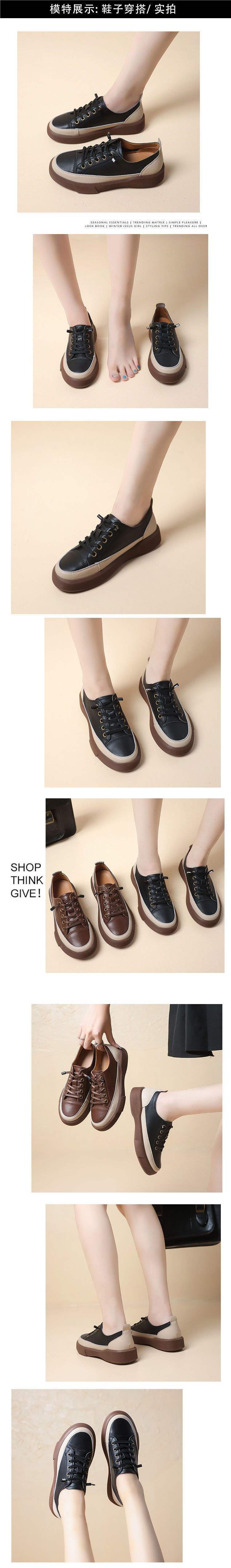British style thick-soled color-blocking simple sneakers for women2025New Korean Style Simple Non-Slip Loafers for Women Retro Chic