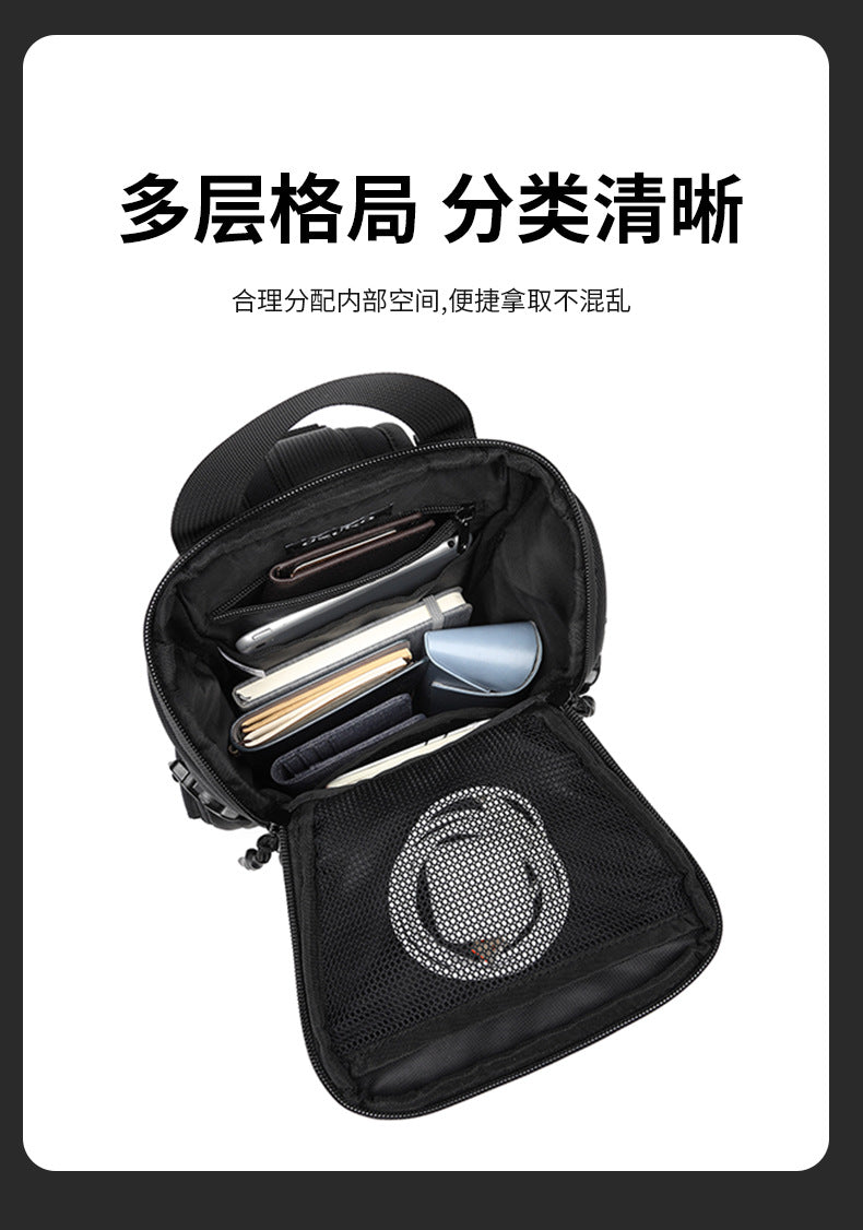 OZUKO Tactical Chest Bag Men's Crossbody Bag Waterproof Multifunctional Outdoor Portable Bag Cycling Trendy Shoulder Bag