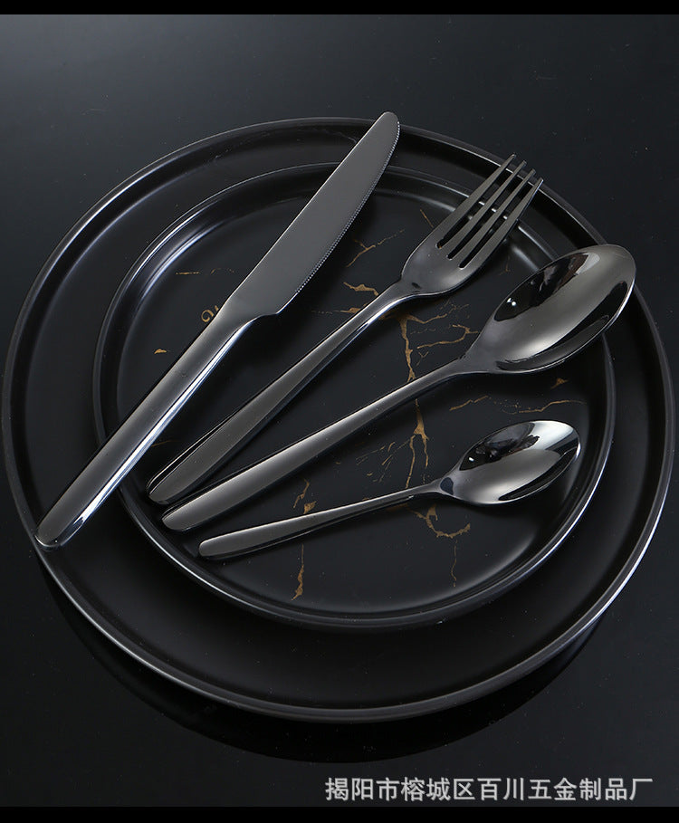 201Stainless Steel Knife Fork Spoon Heavy Moonlight Tableware Western Food Hotel Household Steak Knife Fork Dessert Spoon Wholesale
