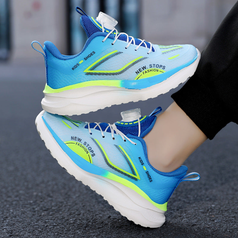 Spring and Summer New Children's Comfortable Breathable Button Running Shoes Fashionable Casual Kids Shoes Non-Slip Wear-Resistant Boys' Sports Shoes
