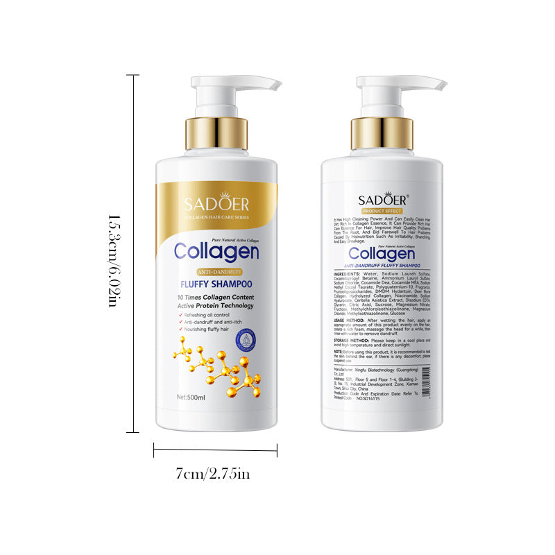 Collagen Anti-Dandruff Shampoo500ml SADOER Smooth Clean Fluffy Shampoo Wholesale