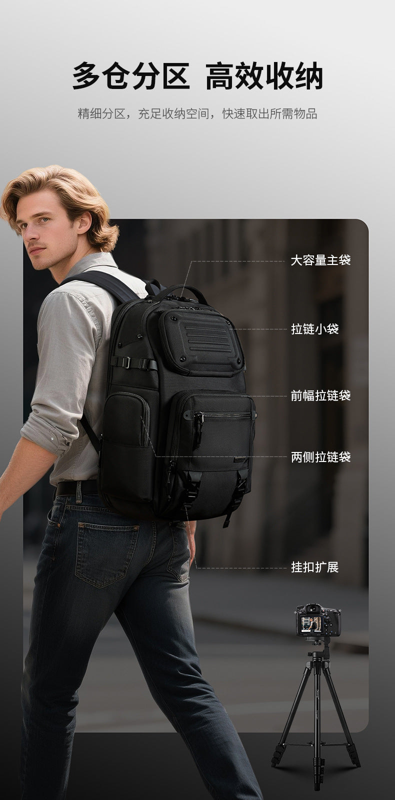 ozuko Business Backpack Men's Large Capacity Waterproof Computer Bag15.6Men's Commuter Backpack with High-End Feel