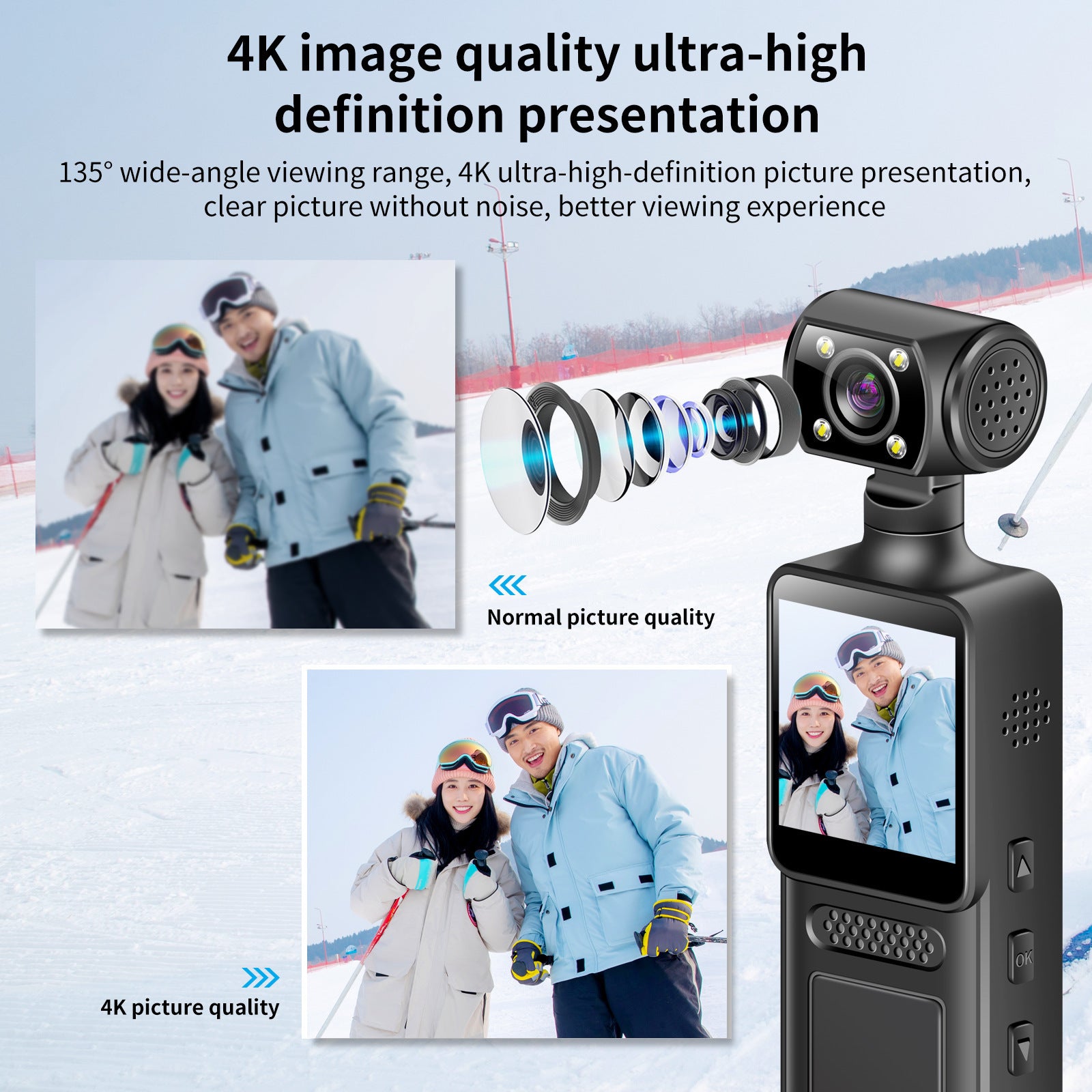 M12Handheld Pocket Camera Portable Body Camera with Clip Sports Camera Handheld Video Recorder Cycling Recorder