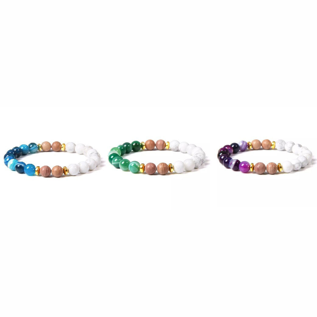 Popular Natural Stone White Pine Gold Flakes Bracelet Bracelet Unisex Bracelet Manufacturer Direct Sale