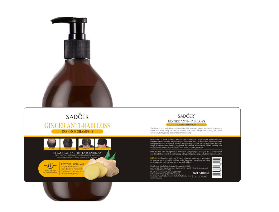 Ginger Anti-Hair Loss Shampoo500ml SADOER Plant Shampoo  Wholesale