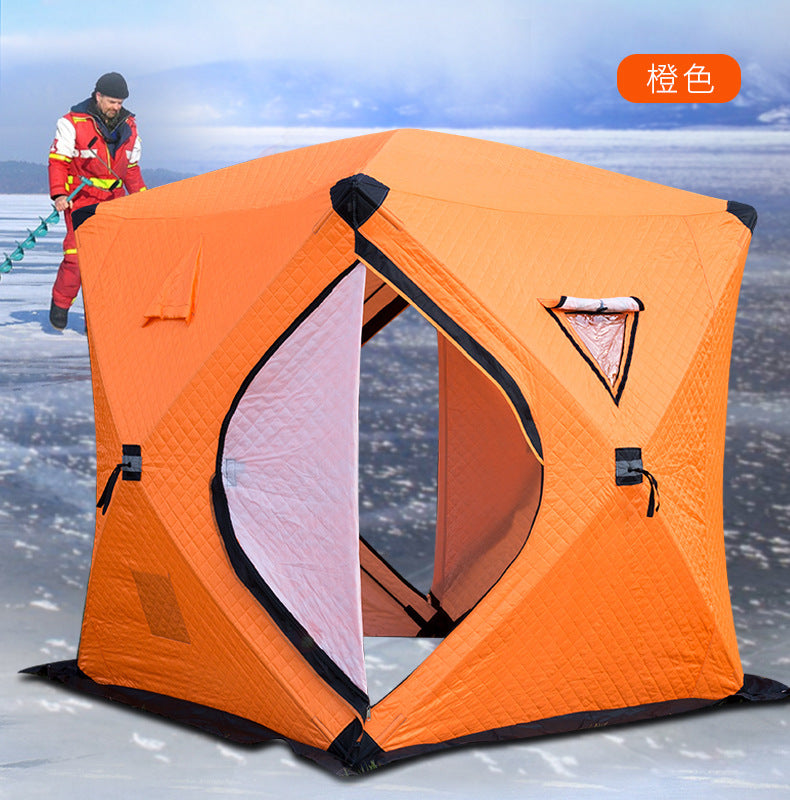 Cold-Proof Multi-Person Snow Fishing House Easy-to-Carry Sauna Winter Fishing Tent Outdoor Winter Fishing Cotton Fabric Warm Ice Fishing Tent