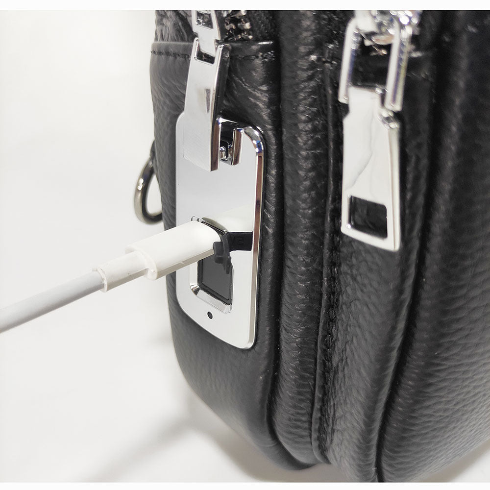 Anti-theft Fingerprint Lock Bag Top Layer Cowhide Men's Single Shoulder Crossbody Bag Multifunctional Crossbody High-end Genuine Leather Chest Bag
