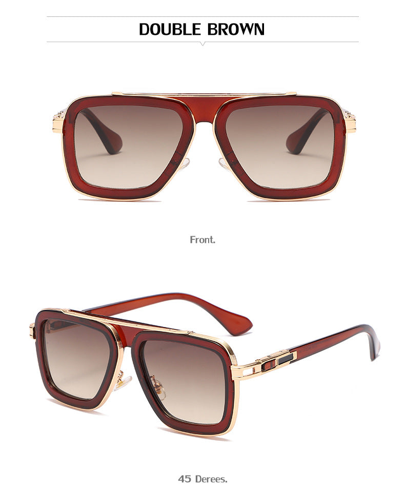 European and American Retro Square Frame Sunglasses for Men, Trendy European and American Punk Style, Internet Celebrity Same Style Sunglasses for Women ins Wind shades